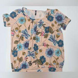 Peach Floral Top By Johnny Size XL